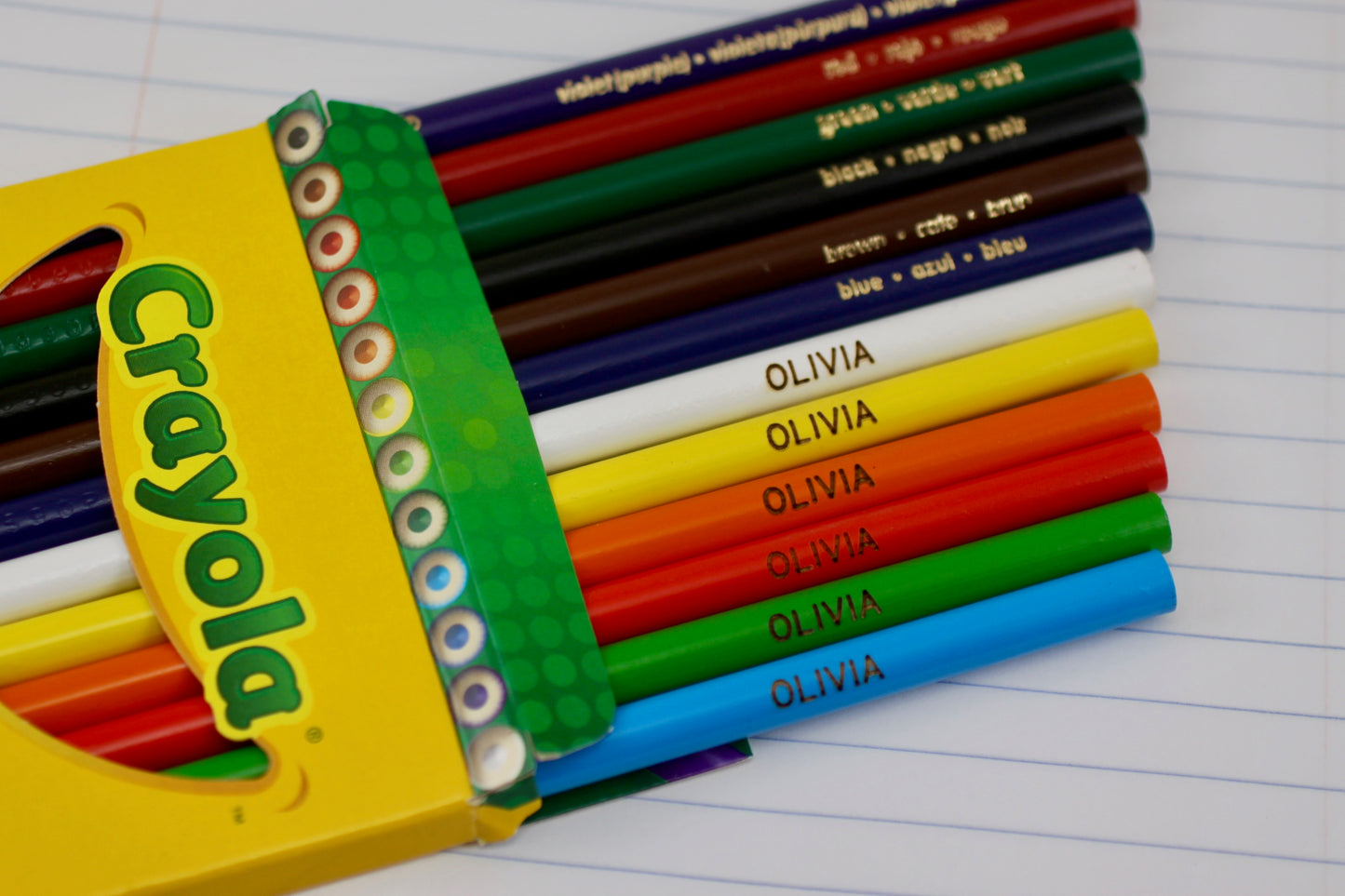 Personalized Colored Pencils, 12 or 24 Pack, Crayola, Engraved, Pre-Sharpened