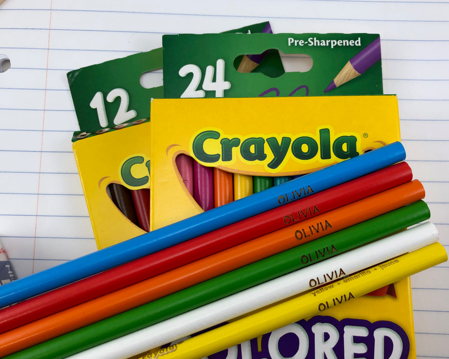 Personalized Colored Pencils, 12 or 24 Pack, Crayola, Engraved, Pre-Sharpened