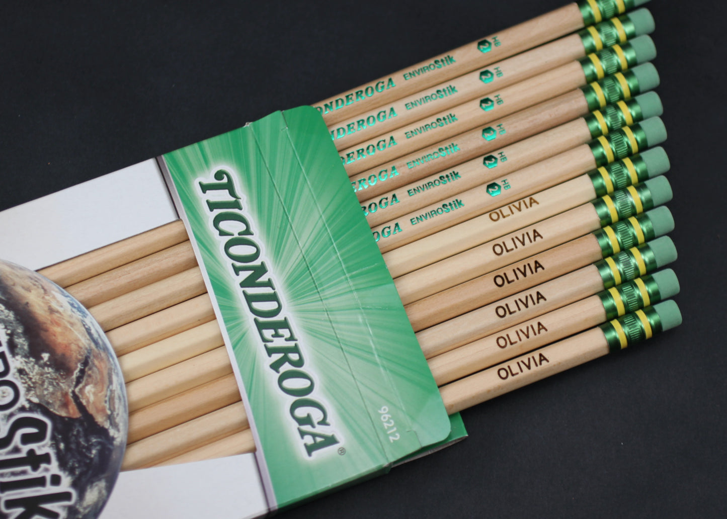 Personalized EnviroStiks #2 Pencils, 12 Pack, Engraved Ticonderoga Pencils