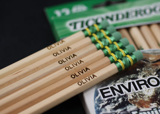 Personalized EnviroStiks #2 Pencils, 12 Pack, Engraved Ticonderoga Pencils