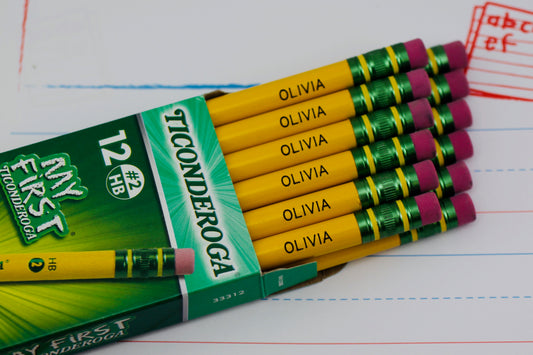 Personalized My First Ticonderoga #2 Pencils, 12 Pack, Large Diameter My 1st Pencils, Preschool, Pre-K3, Pre-K4 Pencils, Engraved