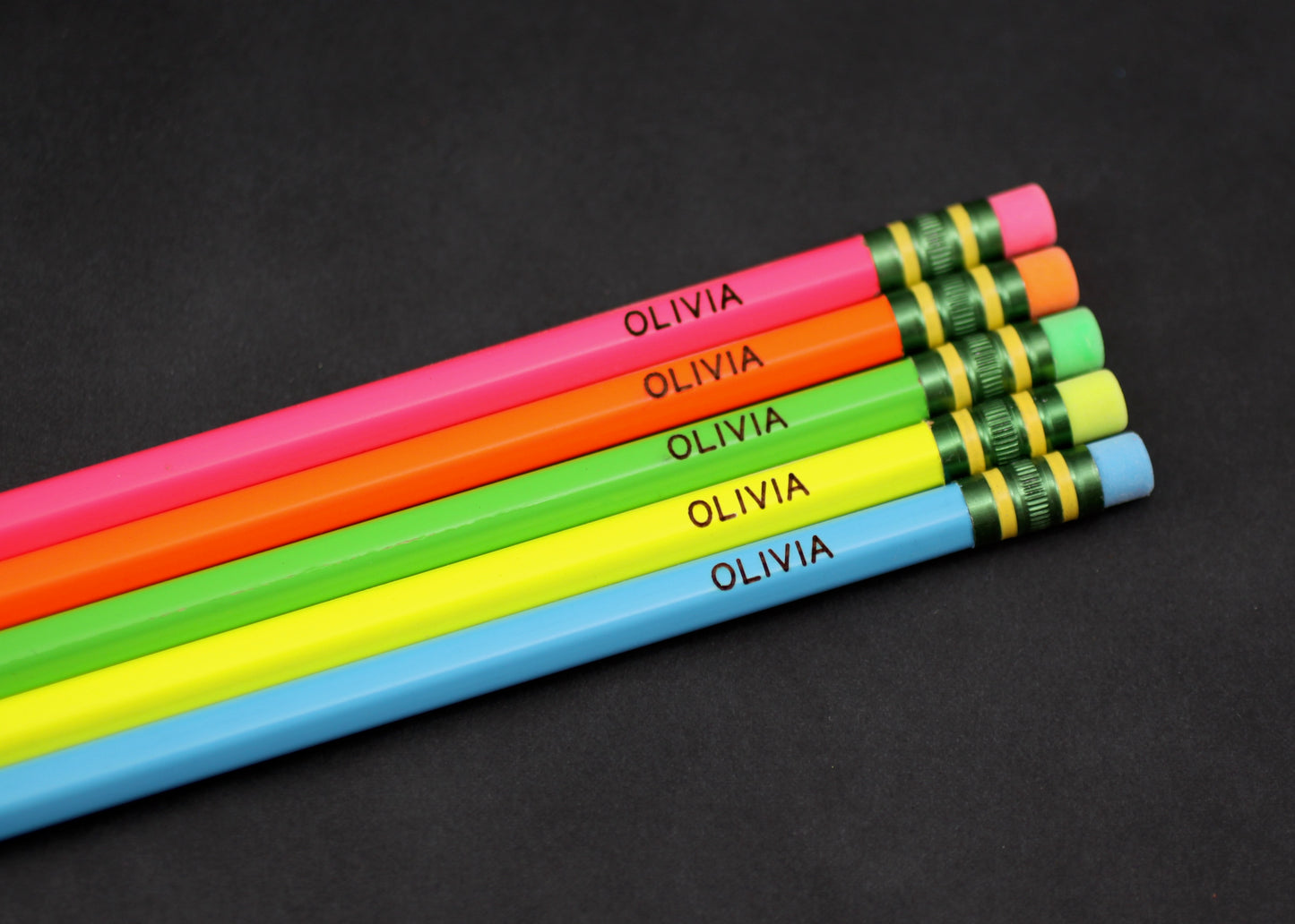 Personalized Neon #2 Pencils, 10-Pack or 18-Pack, Engraved Ticonderoga Neon Pencils