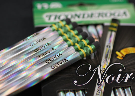 Personalized Noir #2 Pencils, 6, 12 or 24 Pack, Engraved Ticonderoga Black Wood Pencils