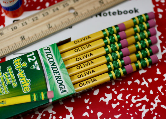 Personalized Tri-Write #2 Pencils, 12 Pack, Engraved Ticonderoga Tri-Write Wood-Cased Pencils