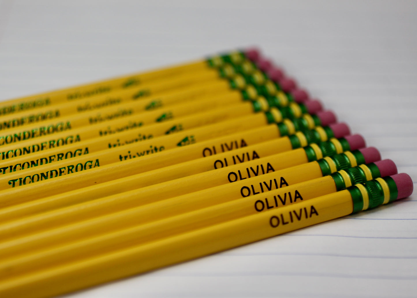 Personalized Tri-Write #2 Pencils, 12 Pack, Engraved Ticonderoga Tri-Write Wood-Cased Pencils