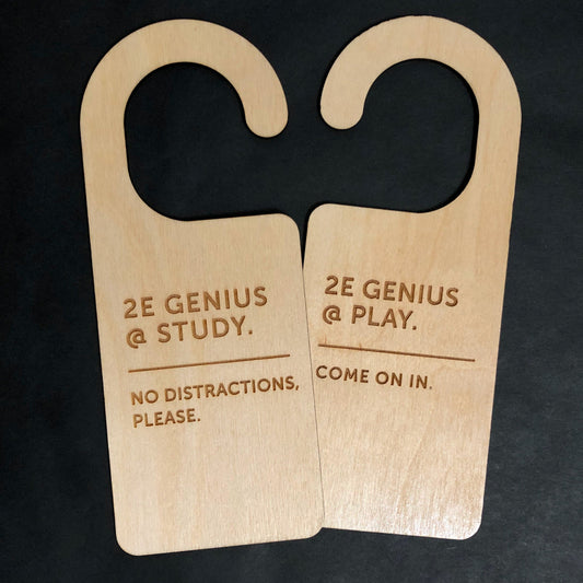 2E Genius @ Study, Do Not Disturb, No Distractions, Student Door Hanger, Home Office Sign