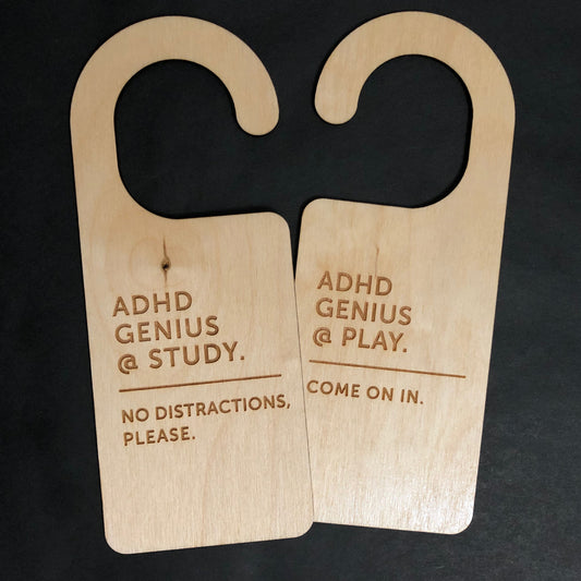 ADHD Genius @ Study, Do Not Disturb, No Distractions, Student Door Hanger, Home Office Sign