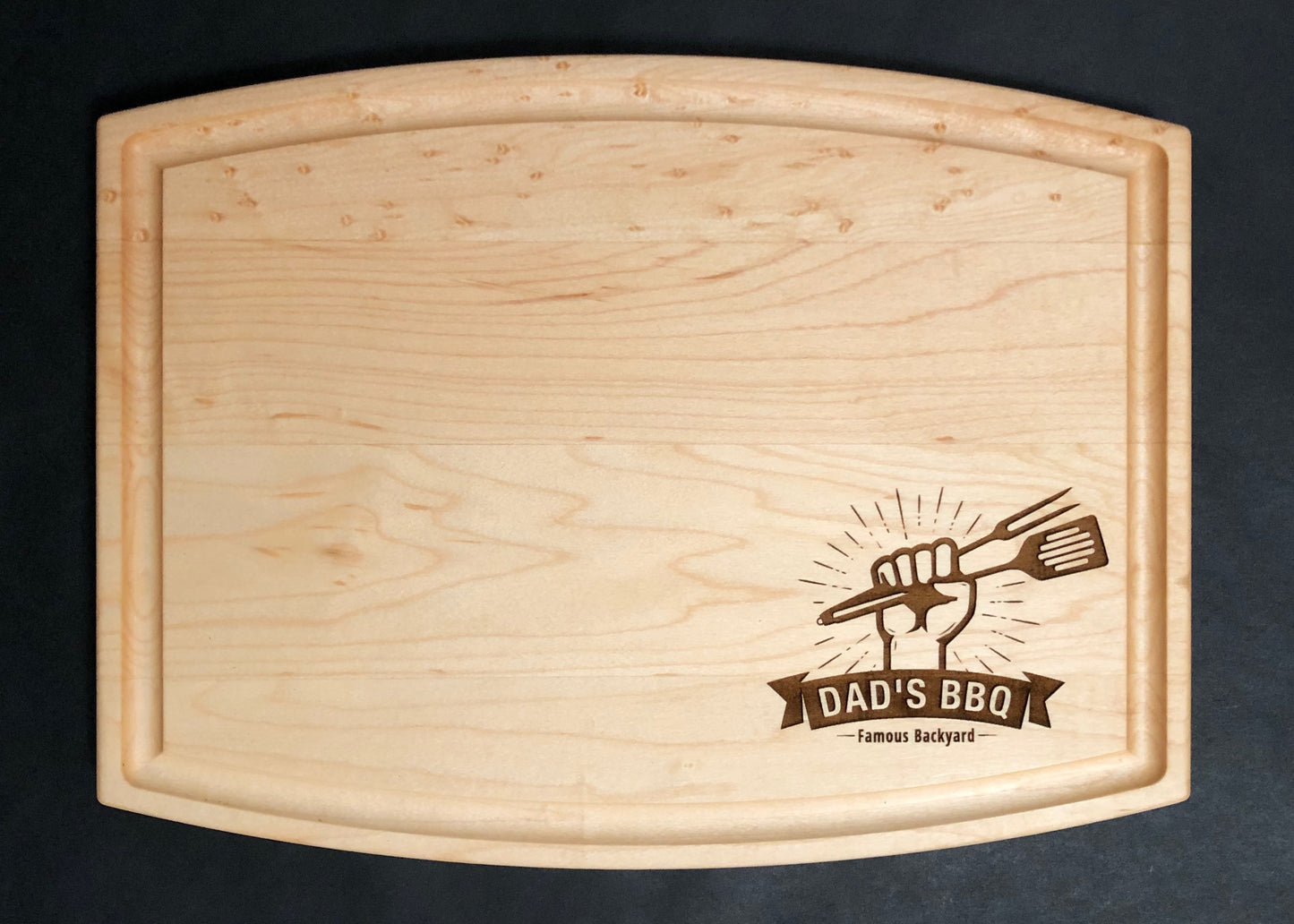 Dad's BBQ Cutting Board with Raised Fist, Makes a Great Dad's Birthday Present or Father's Day Gift