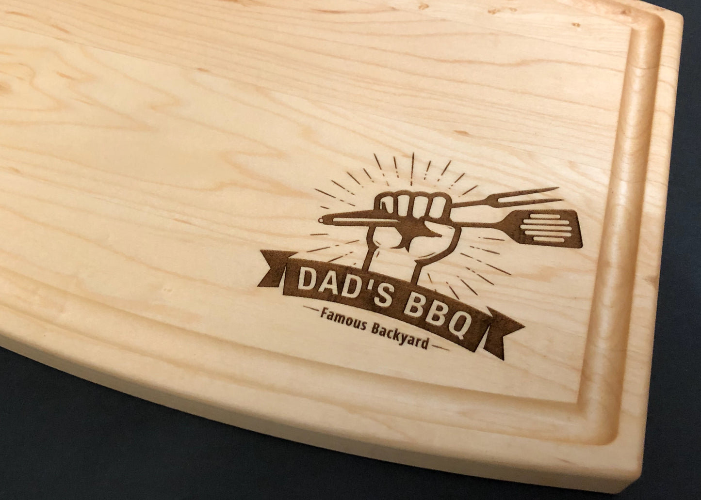 Dad's BBQ Cutting Board with Raised Fist, Makes a Great Dad's Birthday Present or Father's Day Gift