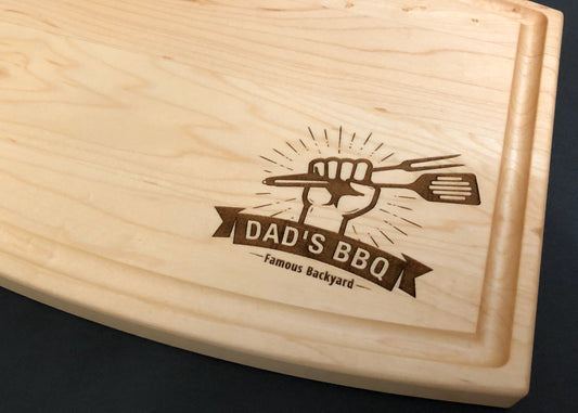 Dad's BBQ Cutting Board with Raised Fist, Makes a Great Dad's Birthday Present or Father's Day Gift