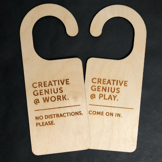 Creative Genius, Do Not Disturb, No Distractions, Work Door Hanger, Home Office Sign