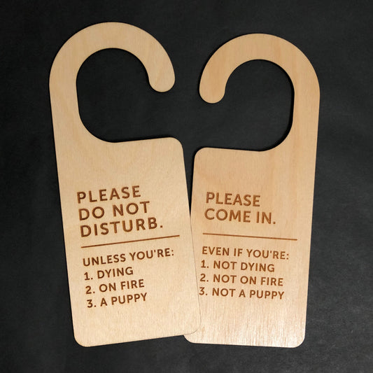 Do Not Disturb Sign, Unless You're Dying, On Fire, A Puppy, Work Door Hanger, Door Sign, Office Sign