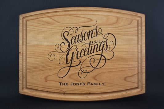 Season's Greetings Cutting Board, Christmas Kitchen Decoration, Family Gift, Holiday Decor, Personalize