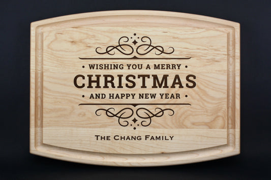 Wishing You a Merry Christmas and Happy New Year, Cutting Board, Christmas Decoration, Holiday Decor, Personalize