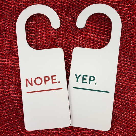 Nope, Yep, Do Not Disturb Sign, Red & Green Edition, Work Door Hanger, Door Sign, Office Sign