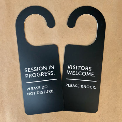 Session In Progress, Do Not Disturb, Double Sided Sign, Please Knock, Work Door Hanger, Office Door Hanger