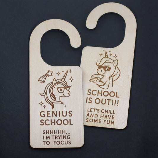 Virtual Learning Door Hanger, Genius School, Remote School, Home Schooling, Shhh... I'm Trying To Focus, Unicorn